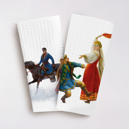 Набор полотенец вафельных Лихая Русь "Федоскино" 40х70